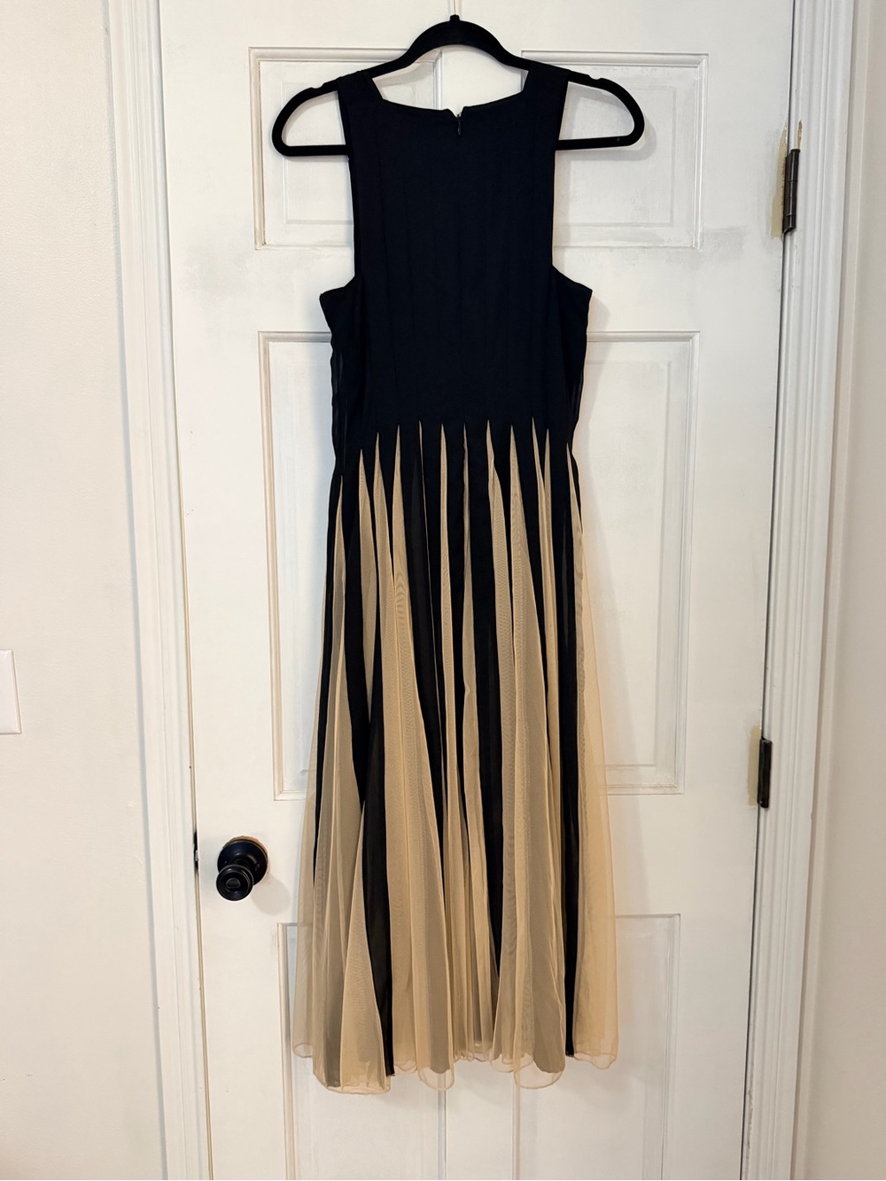 ASOS Black & Cream Pleated Fit-and-Flare Midi Dress - Picture 5 of 9